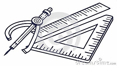 Compass ruler protractor, drafting tools set vector design Generative AI Vector Illustration