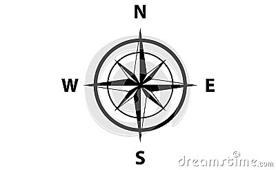 Compass silhouette in black. Vector Illustration