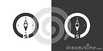 Compass south direction. Isolated icon on black and white background. Weather vector illustration Vector Illustration