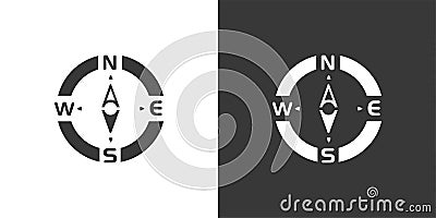 Compass. South direction. Isolated icon on black and white background. Weather vector illustration Vector Illustration