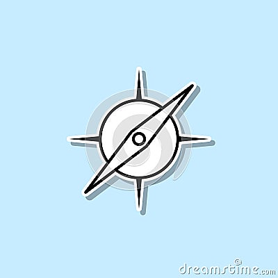 Compass sticker icon. Simple thin line, outline vector of web icons for ui and ux, website or mobile application Stock Photo