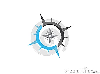 Compass symbol for logo design illustrator, exploration icon, hiking tool Stock Photo