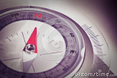 Compass on toned background - Concept image with pixelation effect Stock Photo