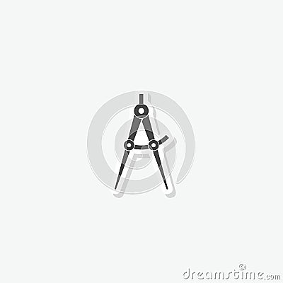 Compass tool icon sticker isolated on gray background Vector Illustration