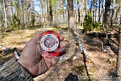 With the compass on a walk. Stock Photo