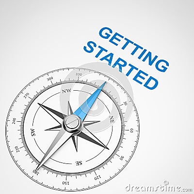 Compass on White Background, Getting Started Concept Stock Photo