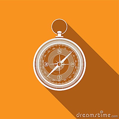 Compass, white icon Vector Illustration