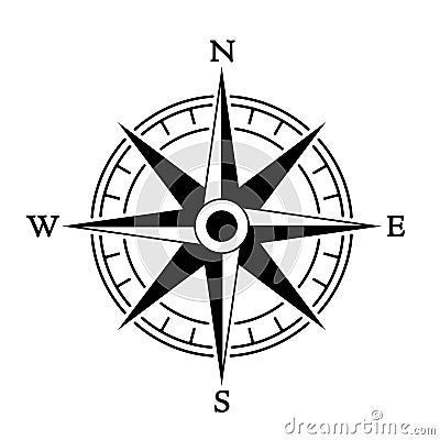 Compass wind rose in vintage style. flat icon. vector illustration isolated Cartoon Illustration