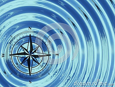 The compass (wind rose) in the water Stock Photo