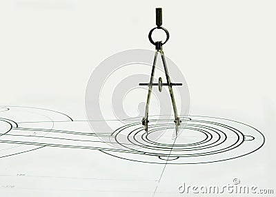 Compasses on the drawing Stock Photo