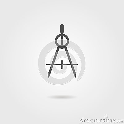 Compasses icon with shadow Vector Illustration