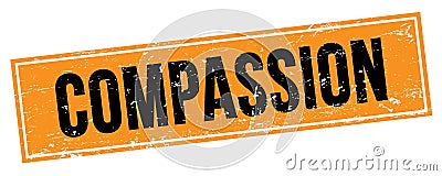 COMPASSION text on black orange grungy rectangle stamp Stock Photo
