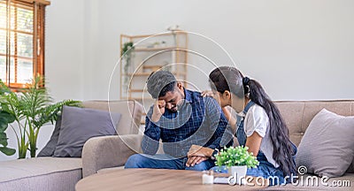 Compassionate wife giving comfort and encourage support to sad husband Stock Photo