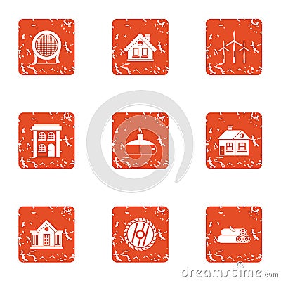 Compensate the natural resource icons set, grunge style Vector Illustration