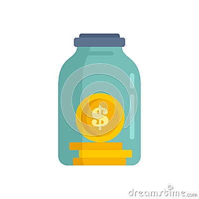 Compensation jar coin icon flat isolated vector Vector Illustration