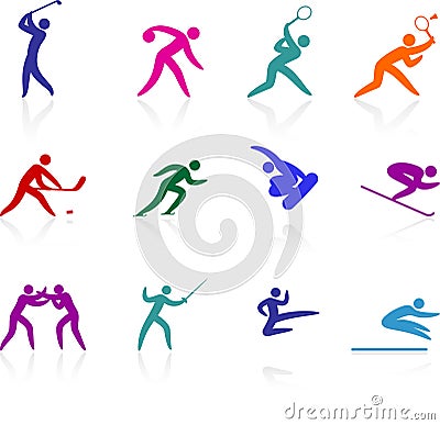 Competative and olympic sports icon collection Cartoon Illustration