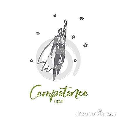 Competence, business, work, task, success concept. Hand drawn isolated vector. Vector Illustration