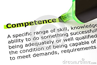 Competence highlighted in green Stock Photo