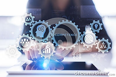 Competence Skill Personal development Business concept on virtual screen. Stock Photo