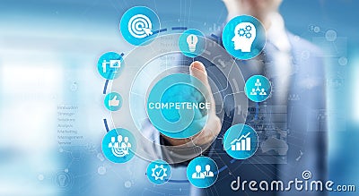 Competence Skill Personal development Business concept on virtual screen. Stock Photo