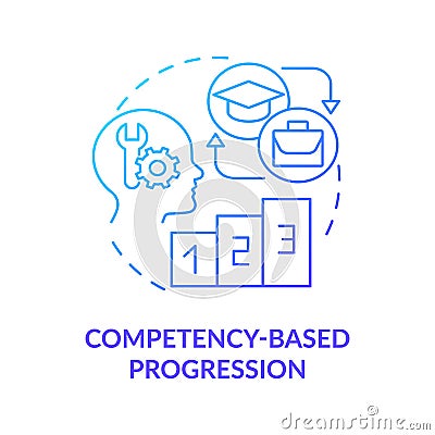 Competency based progression blue gradient concept icon Vector Illustration