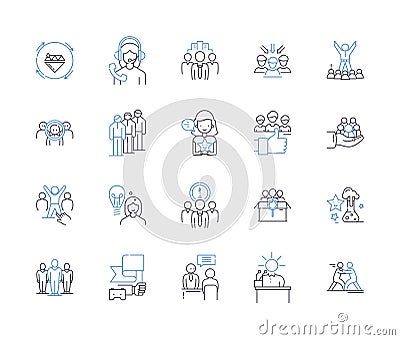 Competency mapping line icons collection. Skills, Proficiency, Abilities, Performance, Aptitude, Knowledge, Talent Vector Illustration