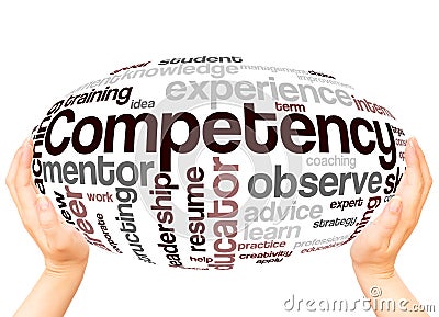 Competency word cloud hand sphere concept Stock Photo