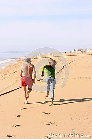 Competing at the beach Stock Photo