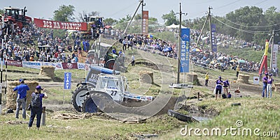 Competition for agricultural tractors on the Bizon Track Show Editorial Stock Photo