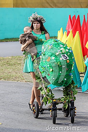 A competition for the best design of baby stroller during the celebration of city day in Gomel region of Belarus. Editorial Stock Photo