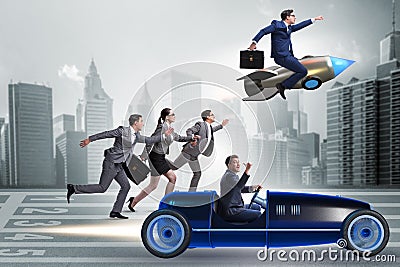 The competition concept with business people competing Stock Photo