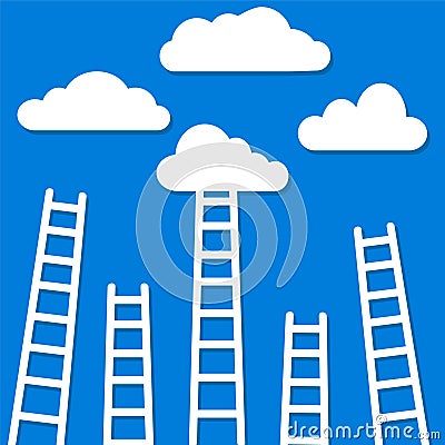 competition concept, clouds with ladders, stock vector illustration Vector Illustration