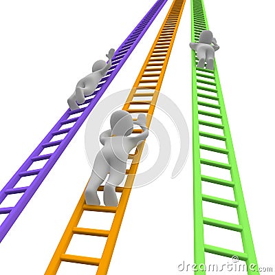 Competition and ladders Cartoon Illustration