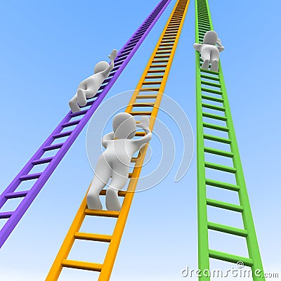 Competition and ladders Cartoon Illustration