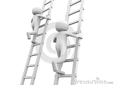 Competition and ladders Cartoon Illustration