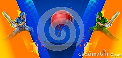 Competition versus cricket championship sports background with player Vector Illustration