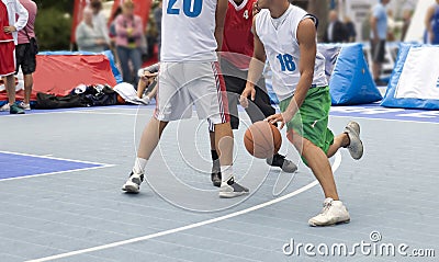 Competitions on amateur street basketball Stock Photo