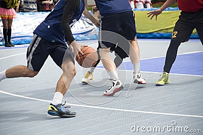 Competitions on amateur street basketball Stock Photo