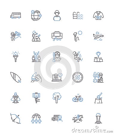 Competitive activities line icons collection. Challenge, Competition, Contest, Battle, Race, Game, Sport vector and Vector Illustration