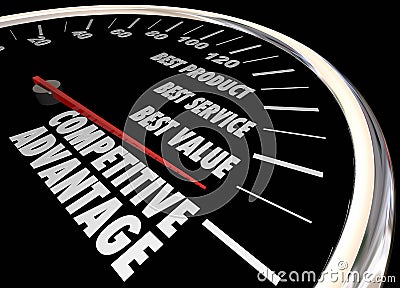 Competitive Advantage Better Product Price Service Speedometer 3 Stock Photo