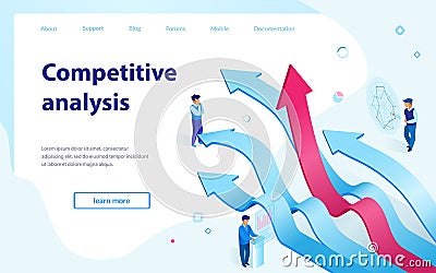 Competitive Analysis Isometric Vector Webpage Vector Illustration