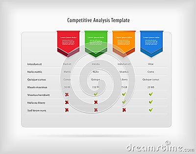 Competitive analysis vector template with colorful ribbons. Vector Illustration