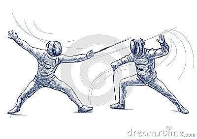 Fencing - An hand drawn illustration. Freehand sketching Vector Illustration