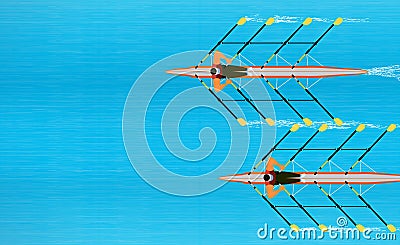 Competitiveness Concept - Rival Rowers Racing to the Finish Line Stock Photo
