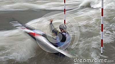 Competitor in canoe slalom race Editorial Stock Photo