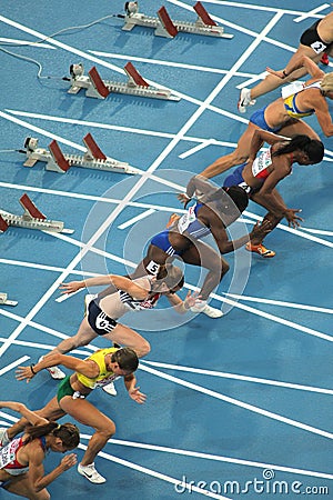 Competitors of 100m Women Editorial Stock Photo