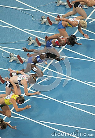 Competitors of 100m Women Editorial Stock Photo