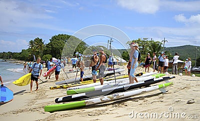 Competitors assembling on beach Editorial Stock Photo