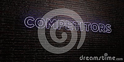 COMPETITORS -Realistic Neon Sign on Brick Wall background - 3D rendered royalty free stock image Stock Photo