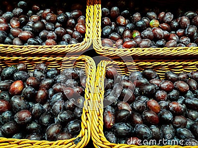 Healthy fresh plums are consumed directly from agriculture. Stock Photo